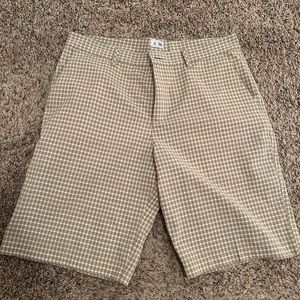 Adidas Golf Brown and White Plaid Golf Shorts Size 34